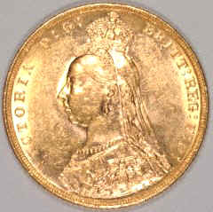 Obverse of Victoria Jubilee Head Sovereign