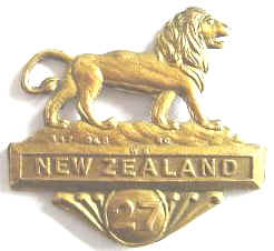 WW1 NZ 27th Reinforcements Collar Badge
